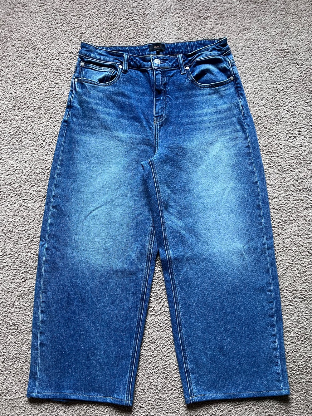 Quince Bella Stretch Barrel Leg Blue Jeans in Atlantic Blue Sz 32